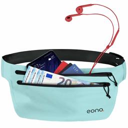 Eono by Amazon - Water Resistant Running Waist Bag with Adjustable Elastic Strap - Large Capacity Running Belt for Gym, Sports, Cycling, Running, Travel and Outdoor Activities, blue