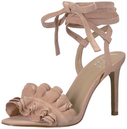 Amazon Brand - The Fix Women's Cantu Ruffle Ankle Wrap Dress Sandal, Petal Blush, 8 B US