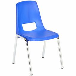 AmazonBasics 14 Inch School Classroom Stack Chair, Chrome Legs, Blue, 6-Pack