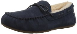 206 Collective Amazon Brand Women's Pearson Shearling Moccasin Slipper, Navy Suede, 7 B US