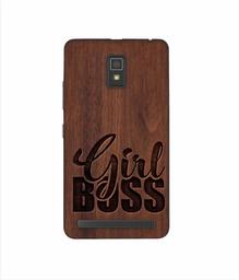 Amazon Brand - Solimo Designer Girl Boss On Wood 3D Printed Hard Back Case Mobile Cover for Lenovo A6600