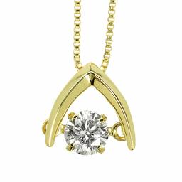 Amazon Collection (AMBZO) K18 Yellow Gold Dancing Stone Necklace Dancing Diamond 0.2ct Reverse V Shape (J.I1.VG Equivalent) LFV0004YG-02