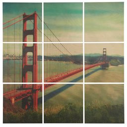 Amazon Brand – Stone & Beam Modern 9-Piece Mural of Golden Gate Bridge Wall Art on Wood, 60