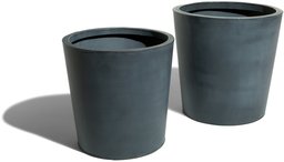 Strathwood Basics Round Zinc-Finished Planters Set of 2