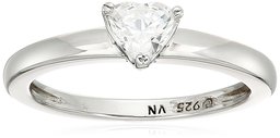 Platinum-Plated Silver Heart-Shape (1/2 cttw) Solitaire Ring made with Swarovski Zirconia, Size 8