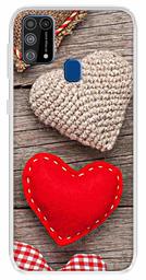 Amazon Brand - Solimo Designer Multicolor Heart Wooden Pattern Printed Soft Back Case Mobile Cover for Samsung Galaxy M31