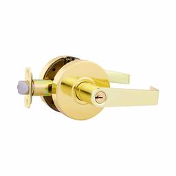 AmazonCommercial Grade 2 Commercial Duty Door Lever-Entry Lockset, Polished Brass Finish, 2-Pack