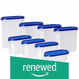 (Renewed) Amazon Brand - Solimo Storage Container Set, 8-Pieces, Blue