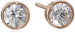 Platinum or Gold Plated Sterling Silver Bezel Set Stud Earrings made with Swarovski Zirconia