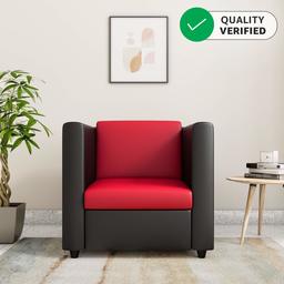 Amazon Brand - Solimo Dual-Toned Leatherette 1 Seater Sofa (Red & Black)