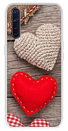 Amazon Brand - Solimo Designer Multicolor Heart Wooden Pattern Printed Soft Back Case Mobile Cover for Oppo F15