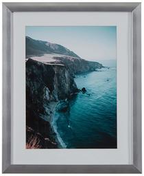 Amazon Brand – Stone & Beam Modern Photo of Rocky Cliffs by Sea in Silver Frame, 13