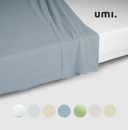 UMI. by Amazon - Lençol de cetim de algodão 100%, cama super King Size, 300 fios, azul claro