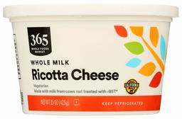 365 by Whole Foods Market, Ricotta Cheese, Whole Milk, 15 Ounce