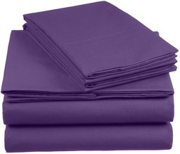 AmazonBasics Everyday Duvet Set with 2 Pillowcases, Double - Dark Purple