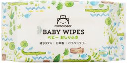 [Amazon Brand] Mama Bear Baby Wipe, 99% Pure Water, 80 Sheets, Made in Japan, Paraben Free