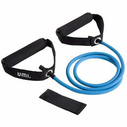 UMI. Essentials Single Resistance Band, Exercise Tube - With Door Anchor and Manual, For Resistance Training, Physical Therapy, Home Workouts, Boxing Training, Blue