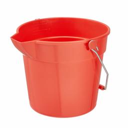 AmazonCommercial 10 Quart Plastic Cleaning Bucket, Red - 4-pack