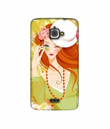 Amazon Brand - Solimo Designer Lady with Hat 3D Printed Hard Back Case Mobile Cover for InFocus M350