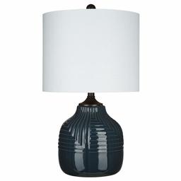 Amazon Brand – Ravenna Home Traditional Ceramic Table Lamp with Tonal Geometric Design, LED Bulb Included, 22.5