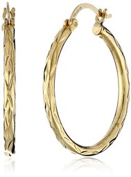 18k Yellow Gold Plated Sterling Silver Diamond-Cut 2.5x30 Clicktop Hoop Earrings