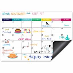 Eono Monthly Rewritable Planner Monthly Magnetic Whiteboard for Fridge Magnetic Dry Erase Board Menu Planner 42.8 x 34 cm