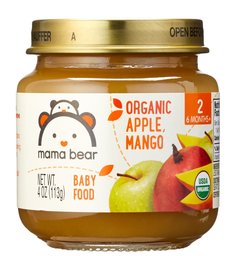 Mama Bear Organic Baby Food, Stage 2, Apple Mango, 4 Ounce Jar