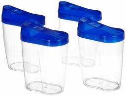 Amazon Brand - Solimo Amazon Brand Grocery Jar with Spout, 475 ml, Set of 4, Blue