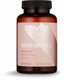 Amazon Brand - Revly Super Omega-3 with Natural Lemon Flavor, 1280 mg Wild-Caught Fish Oil per Serving (2 Softgels), 90 Softgels