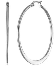 Stainless Steel Flattened Hoop Earrings