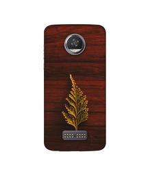 Amazon Brand - Solimo Designer Leaf on Wood 3D Printed Hard Back Case Mobile Cover for Moto Z2 Play