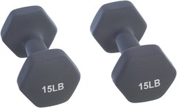 AmazonBasics Neoprene Dumbbell Hand Weights, 15 Pound Each, Dark Grey - Set of 2