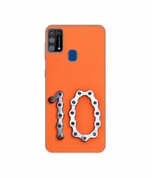 Amazon Brand - Solimo Designer Number Ten 3D Printed Hard Back Case Mobile Cover for Samsung Galaxy M31