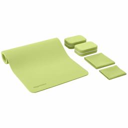 AmazonBasics - Set da 6 pezzi per yoga, con tappetino spesso in TPE, 0,635 cm, verde