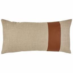 Amazon Brand – Rivet Industrial Throw Pillow - 24 x 12 Inch, Flax/Cognac