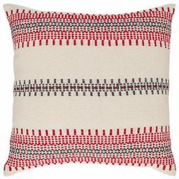 Amazon Brand – Stone & Beam Modern Woven Stripe Throw Pillow - 18 x 18 Inch, Red and Grey