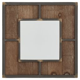 Amazon Brand – Stone & Beam Square Wood Quadrant Hanging Wall Mirror, 15 Inch Height, Dark Wood Finish