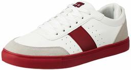 Amazon Brand - House & Shields Men's White/Maron PU Sneakers-10 UK (44 EU) (11 US) (AZ-HS-014)