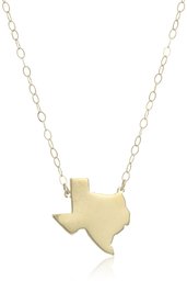 10k Yellow Gold Texas State Pendant Necklace, 16