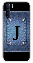 Amazon Brand - Solimo Designer Multicolor Button Jeans Alphabet-J Printed Soft Back Case Mobile Cover for Oppo F15