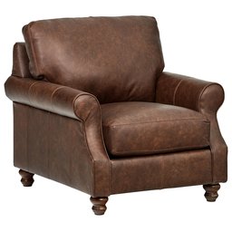 Amazon Brand – Stone & Beam Charles Classic Oversized Leather Accent Arm Chair, 39