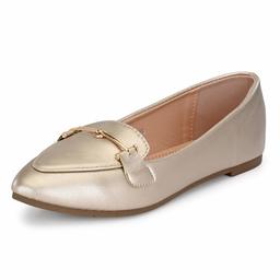 Flavia Women's Lt Gold Ballet Flats-5 UK (37 EU) (6 US) (FK/WQ008/GLD)