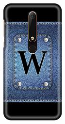 Amazon Brand - Solimo Designer Button Jeans Alphabet-W 3D Printed Hard Back Case Mobile Cover for Nokia 6 (2018)