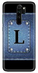 Amazon Brand - Solimo Designer Button Jeans Alphabet-L 3D Printed Hard Back Case Mobile Cover for Xiaomi Redmi Note 8 Pro