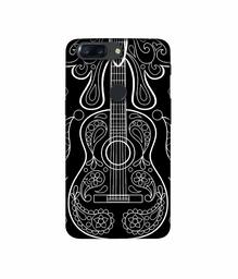 Amazon Brand - Solimo Designer White Gitar On Black 3D Printed Hard Back Case Mobile Cover for Oneplus 5T