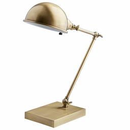 Stone & Beam Vintage Task Table Desk Lamp with LED Light Bulb - 6.5 x 10 x 14 Inches, Antique Brass