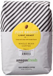 AmazonFresh Just Bright Whole Bean Coffee, Light Roast, 32 Ounce