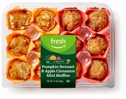 Fresh Brand – Pumpkin Streusel & Apple Cinnamon Mini Muffins, 12 oz (12 ct) (Seasonal)