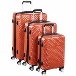 AmazonBasics Geometric Luggage - 3 piece Set (55cm, 68cm, 78cm), Orange