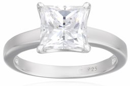 Platinum-pläterad sterling silver prinsessskuren patiensring gjord med Swarovski-zirkonia (2 cttw), storlek 6